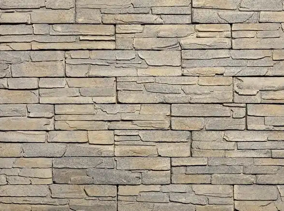 Casa Di Sassi Lucca Kwik Stack veneer featuring warm European stone tones, layered stacked stone profile, and refined architectural texture