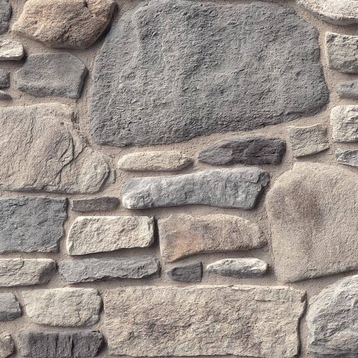 Casa Di Sassi Turin Country Rubble veneer featuring cool neutral stone tones, irregular rubble stone shapes, and classic European masonry character