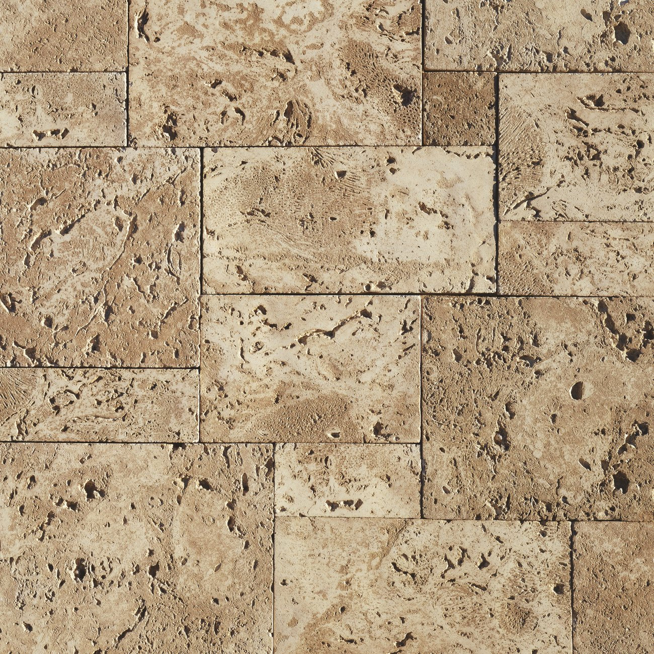 Eldorado Sanibel CoastalReef stone veneer in warm cream and beige hues with natural linear reef-like texture