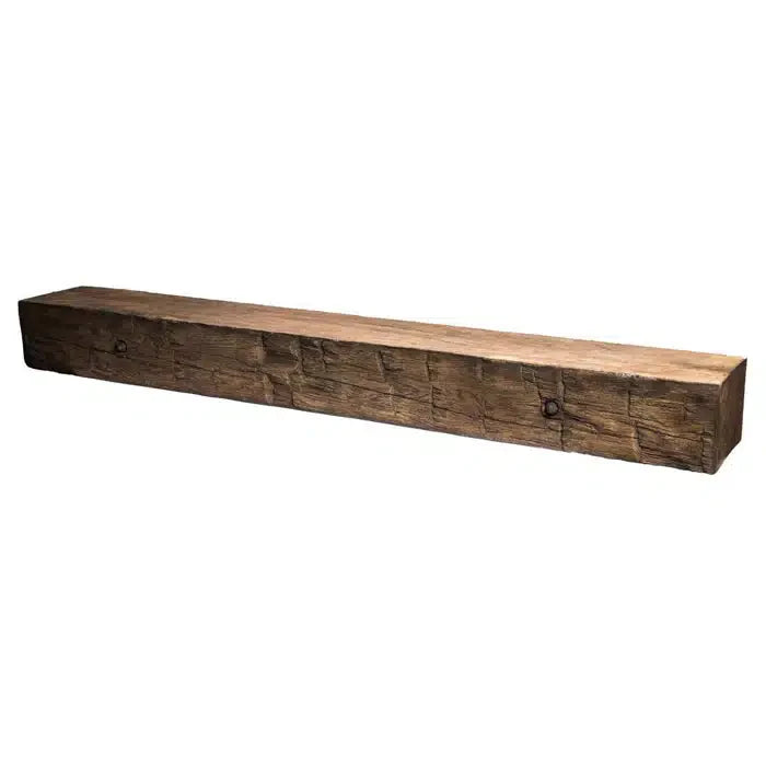 Casa Di Sassi Barn Beam 60-inch mantle featuring authentic wood grain, rustic texture, and handcrafted timber character.
