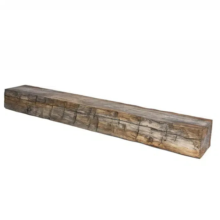 Casa Di Sassi Barn Beam 60-inch mantle featuring authentic wood grain, rustic texture, and handcrafted timber character.