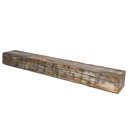 Casa Di Sassi Barn Beam 60-inch mantle featuring authentic wood grain, rustic texture, and handcrafted timber character.