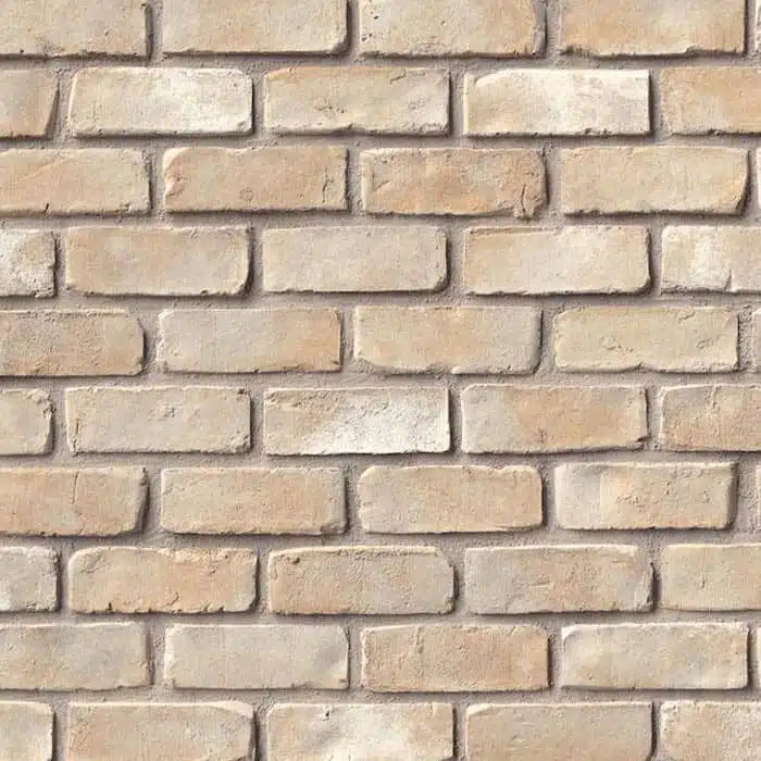 Casa Di Sassi Neve 1-inch brick veneer featuring crisp white tones, slim linear brick format, and clean modern texture.