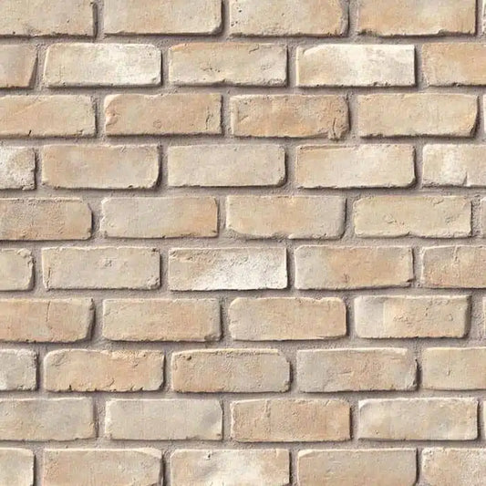 Casa Di Sassi Neve 1-inch brick veneer featuring crisp white tones, slim linear brick format, and clean modern texture.
