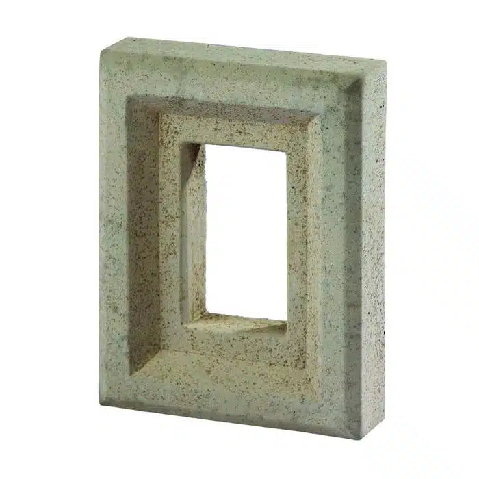 Casa Di Sassi Single Receptacle Block featuring neutral-toned stone detailing designed to integrate electrical outlets seamlessly into masonry walls.