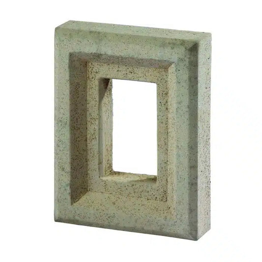 Casa Di Sassi Single Receptacle Block featuring neutral-toned stone detailing designed to integrate electrical outlets seamlessly into masonry walls.