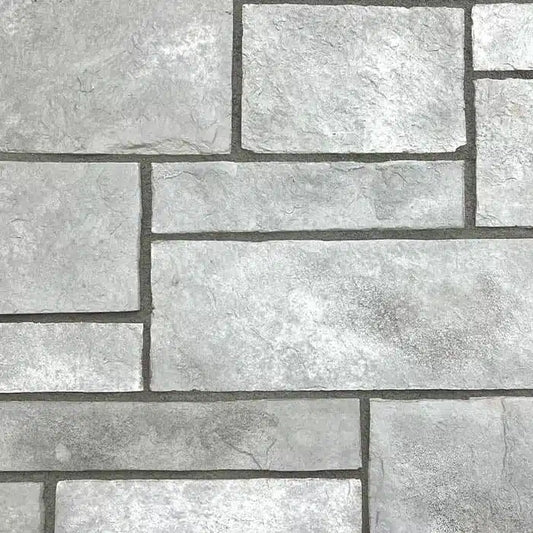 Casa Di Sassi Sombre Yorkshire veneer featuring deep charcoal and gray stone tones, classic ashlar stone profile, and refined Old World architectural character