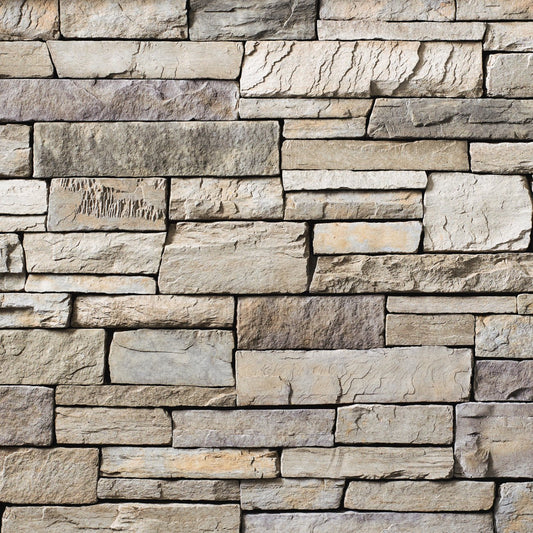 Cultured Stone Ashfall Country Ledgestone veneer featuring cool gray tones, layered stacked texture, and rugged rustic stone character.