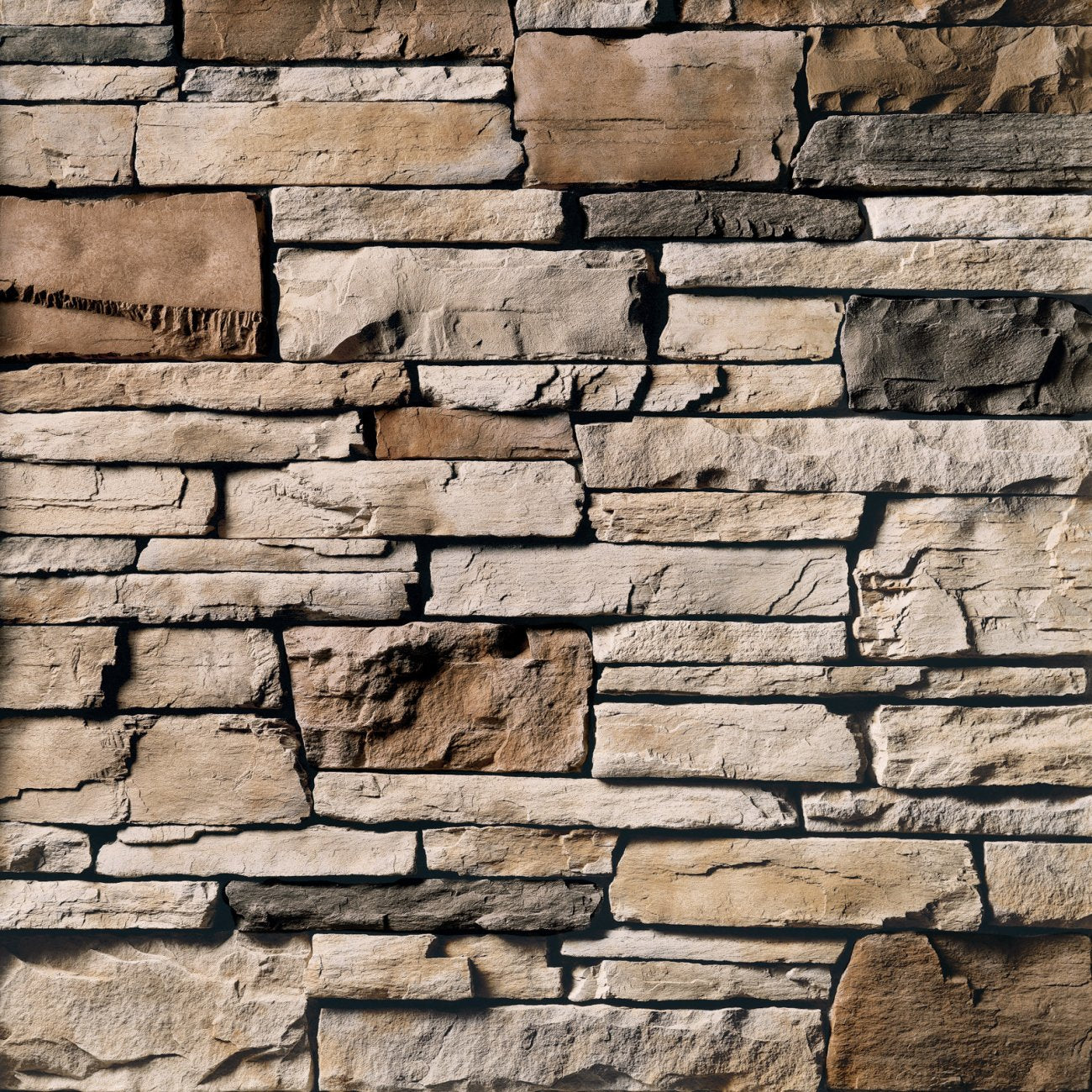 Cultured Stone Aspen Country Ledgestone veneer featuring warm neutral tones, layered stacked texture, and natural rustic stone character.