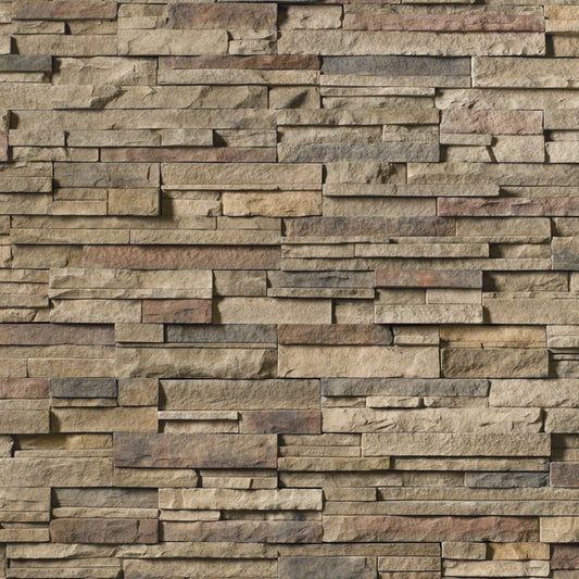 Cultured Stone Chardonnay Pro-Fit Alpine Ledgestone veneer featuring warm cream and beige tones, layered alpine texture, and natural stone depth.