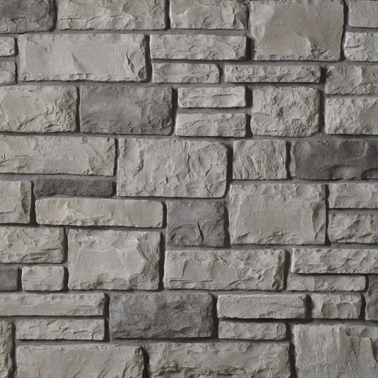 Cultured Stone Gray Cobblefield stone veneer featuring cool gray tones, classic cobblestone texture, and timeless Old World masonry character.