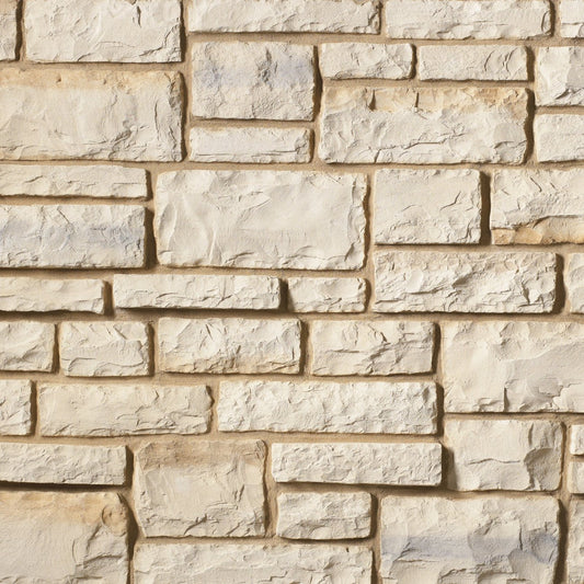 Cultured Stone Texas Cream Cobblefield stone veneer featuring warm cream and buff tones, classic cobblestone texture, and inviting Old World masonry character.