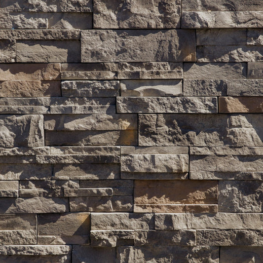 Dutch Quality Ashen Dry Stack stone veneer featuring cool gray color blend and natural stacked-stone texture