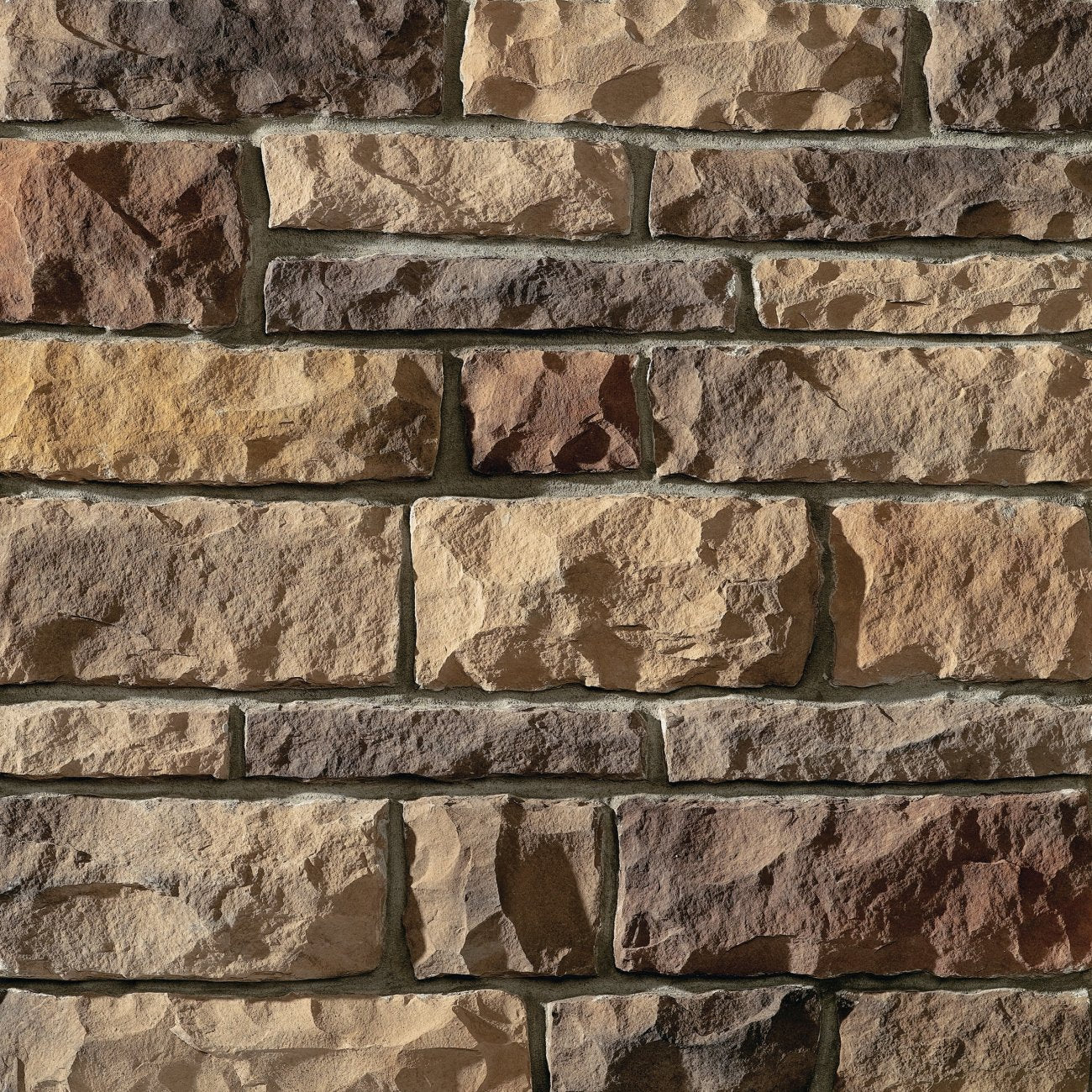 Dutch Quality Autumn Blend Limestone veneer featuring warm earth tones, chiseled limestone texture, and classic rectangular stone profiles