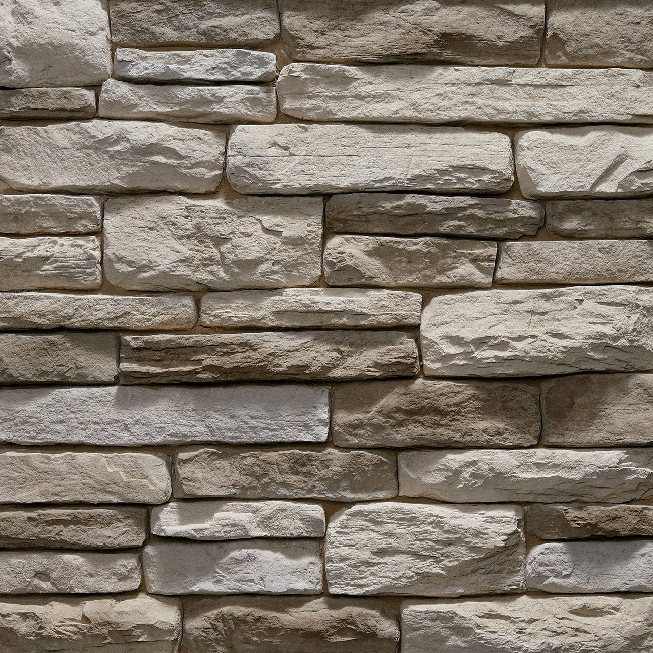 Dutch Quality Oak Blend Stack Ledge veneer featuring warm tan and brown tones, layered stacked texture, and dimensional ledgestone character