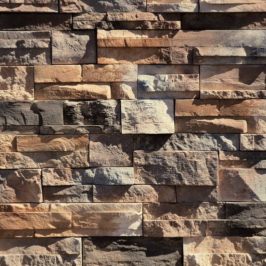 Dutch Quality Sienna Dry Stack stone veneer featuring warm sienna color blend and rugged stacked-stone texture