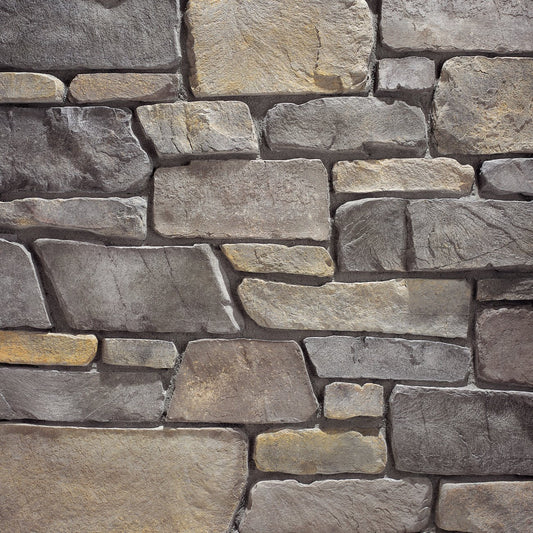 Eldorado Andante Fieldledge stone veneer with rugged fieldstone shapes in warm earth tones and weathered texture