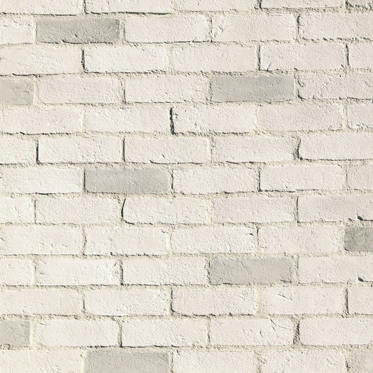 Eldorado Chalk Dust TundraBrick thin brick-style stone veneer in soft white, pale gray, and cream tones with subtle texture