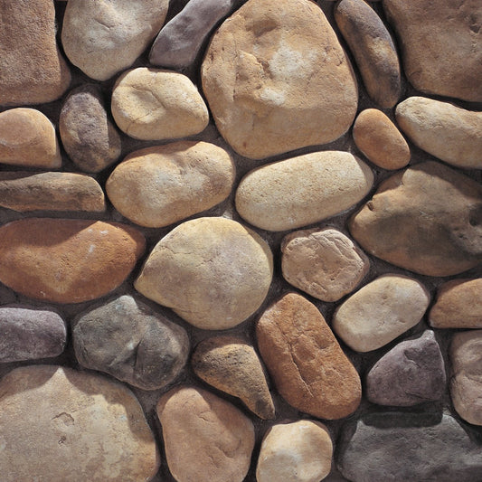 Eldorado Colorado River Rock with rounded stones in tan, gray, and brown earth tones