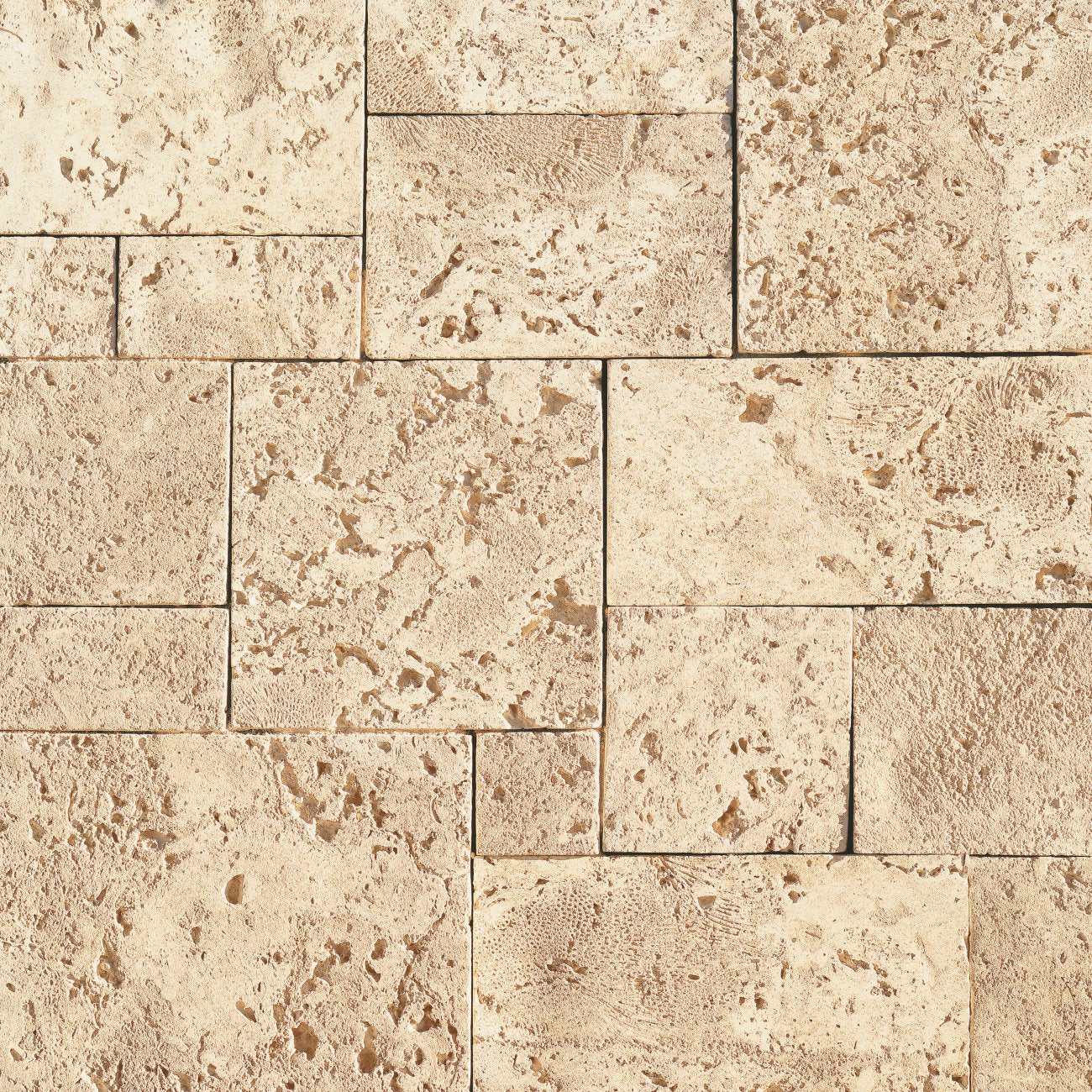Eldorado Pearl White CoastalReef stone veneer in soft white and cream hues with linear reef-like stone texture