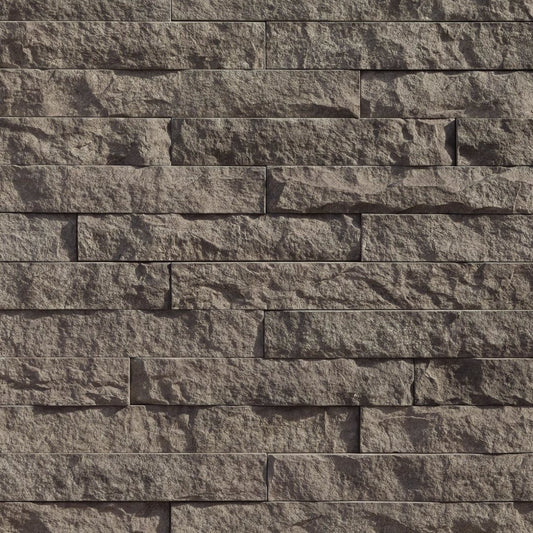 Eldorado Sage LedgeCut33 stone veneer with warm gray and soft green earth tones in a modern stacked-stone profile