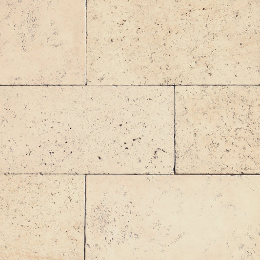 Eldorado Sanderling Marquee24 warm stacked-stone panels in tan, cream, and greige tones with a clean modern linear design