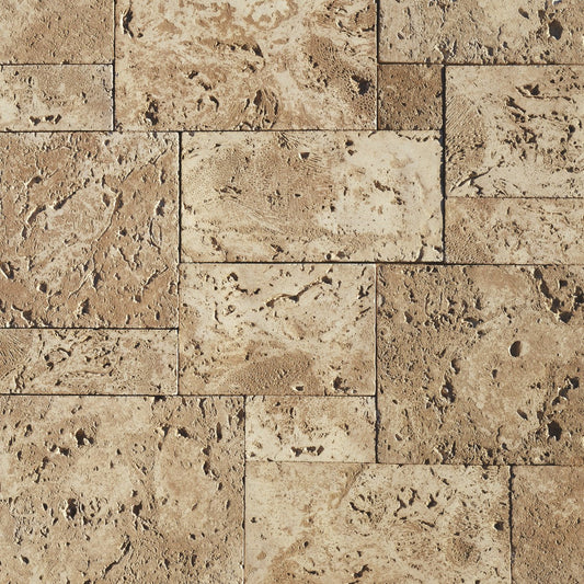 Eldorado Sanibel CoastalReef stone veneer in warm cream and beige hues with natural linear reef-like texture