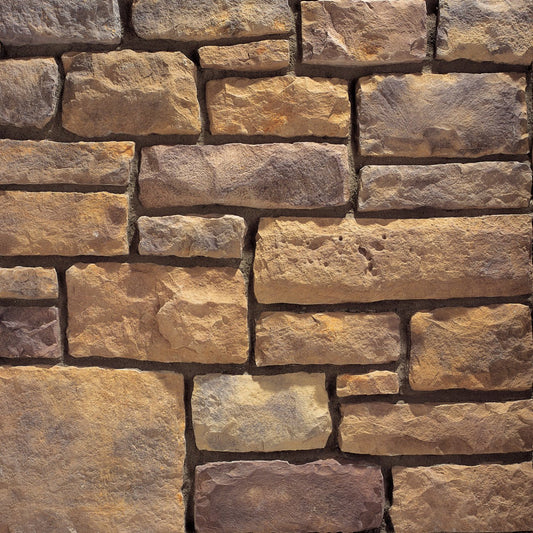 Eldorado Shilo Limestone stone veneer in warm cream and tan tones with refined, chiseled limestone texture