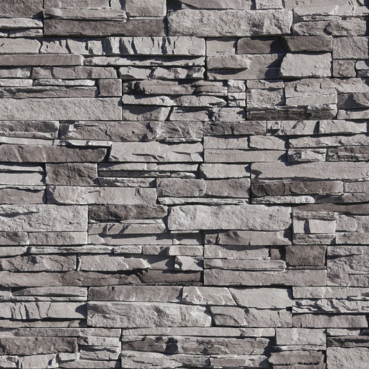 Eldorado Silver Lining Stacked Stone with tightly fitted linear stones in silvery gray, charcoal, and taupe tones