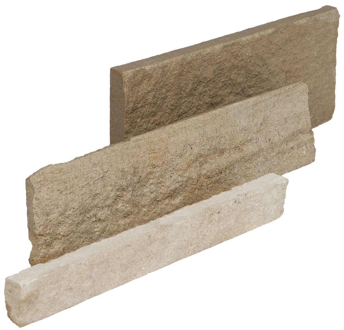 Polycor Berkshire thin veneer flats in Indiana Limestone Full Color Blend, isolated representative product sample