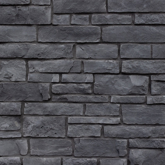 Prestige Black Onyx Old County Ledge stone veneer with dark layered texture