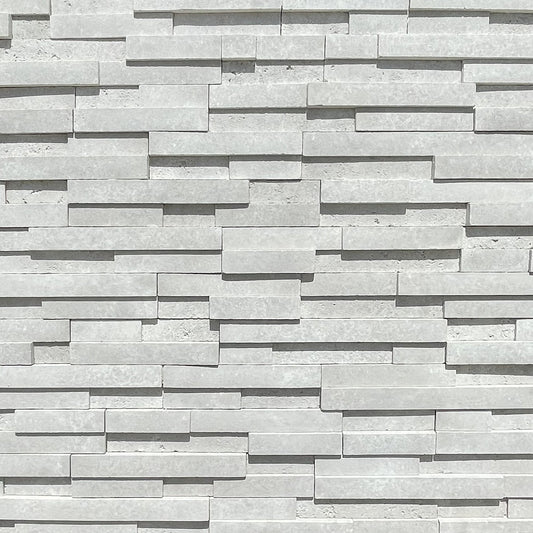 Prestige White Onyx Designer Cut stone veneer with clean linear design