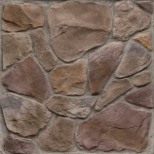 StoneCraft Bucktown Fieldstone stone veneer featuring rugged irregular shapes, warm earth-tone color variation, and authentic rustic fieldstone texture