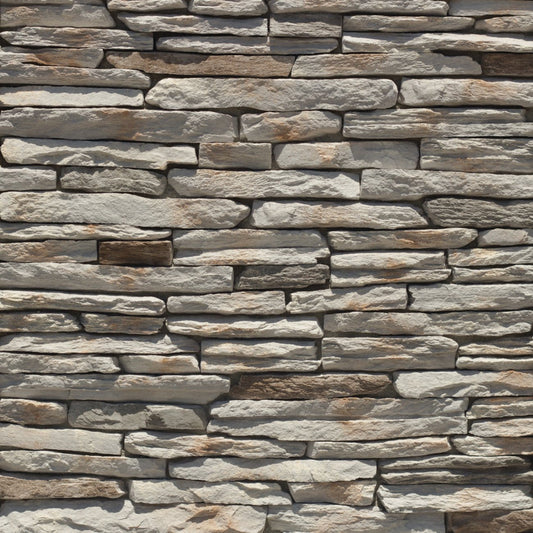 StoneCraft Hamilton Laurel Cavern Ledge stone veneer featuring gray and warm neutral tones, rugged ledgestone texture, and dimensional quarry-style stone character.