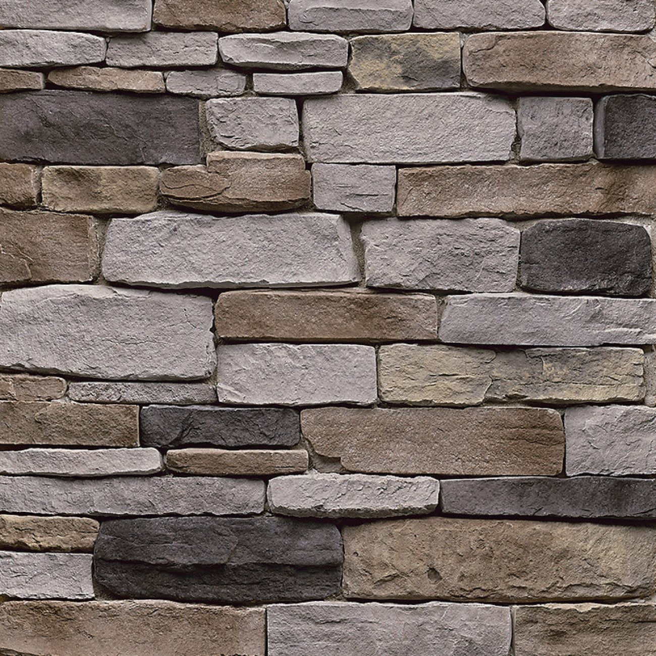 StoneCraft Pennsylvania Ledgestone stone veneer featuring earthy brown and gray tones, layered split-face texture, and dimensional stacked-stone character.