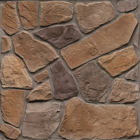 StoneCraft Warm Springs Fieldstone stone veneer featuring rugged irregular shapes, warm earth-tone color variation, and authentic rustic fieldstone texture