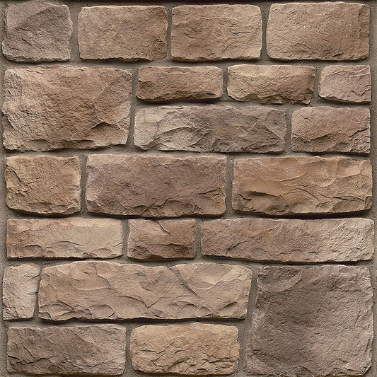 StoneCraft Wisconsin Heritage stone veneer featuring cool gray tones, timeworn textured faces, and classic Old World masonry character.