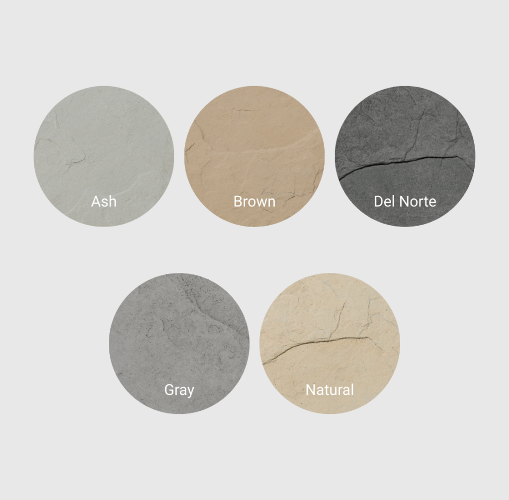 Sunset Stone accessory colors: Ash, Brown, Del Norte, Gray, Natural